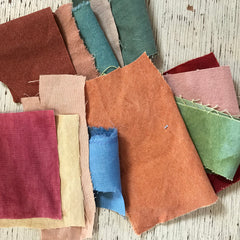 remnant envelope: assortment of plant-dyed textiles
