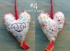 heavily stitched felt CAT & DOG hearts
