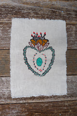 DIY block printed stitching: blooming heart