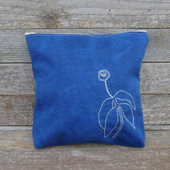 indigo zipper pouch: flower