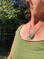 hand-stitched indigo amulet charm with adjustable clasp: smile