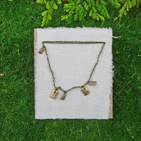 five charm necklace: shale and tiny tile