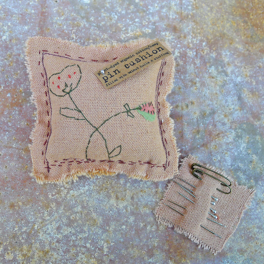 pin cushion: dusty rose/flowers