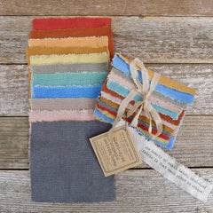4" squares: plant-dyed 9oz organic cotton/hemp