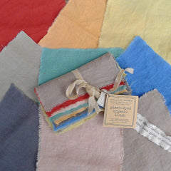 5" squares: plant-dyed 5.6oz organic hemp linen