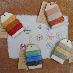 plant-dyed sashiko thread: three-color palette