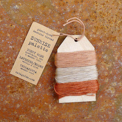 plant-dyed sashiko thread: three-color palette