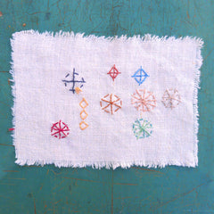 plant-dyed sashiko thread: three-color palette