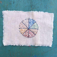 plant-dyed sashiko thread: three-color palette