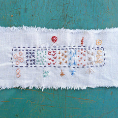 plant-dyed sashiko thread: three-color palette