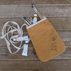 pocket purse: ochre/bee & flower