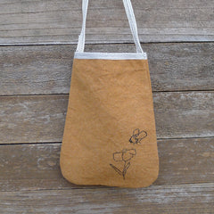 pocket purse: ochre/bee & flower