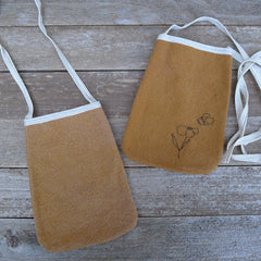 pocket purse: ochre/bee & flower