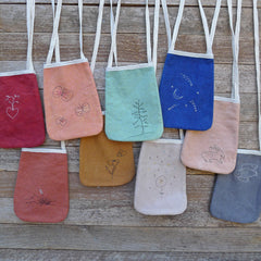 pocket purse: ochre/bee & flower