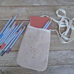 pocket purse: lavender-brown/floral