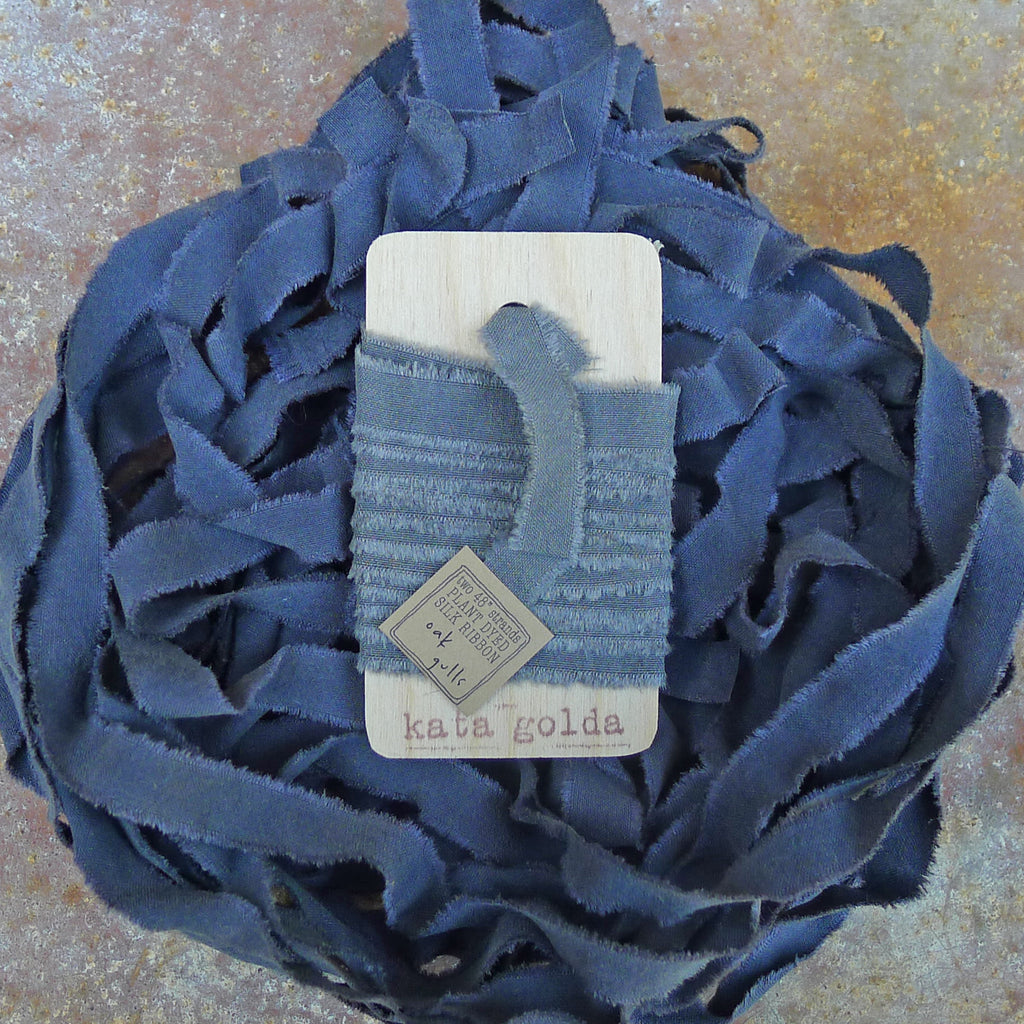 plant-dyed silk ribbon: charcoal