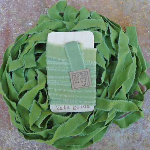 plant-dyed silk ribbon: green