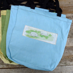 market totes with patches