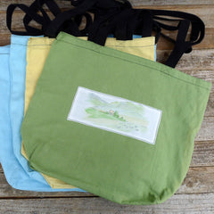 market totes with patches