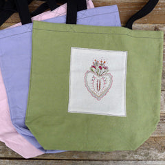 market totes with patches