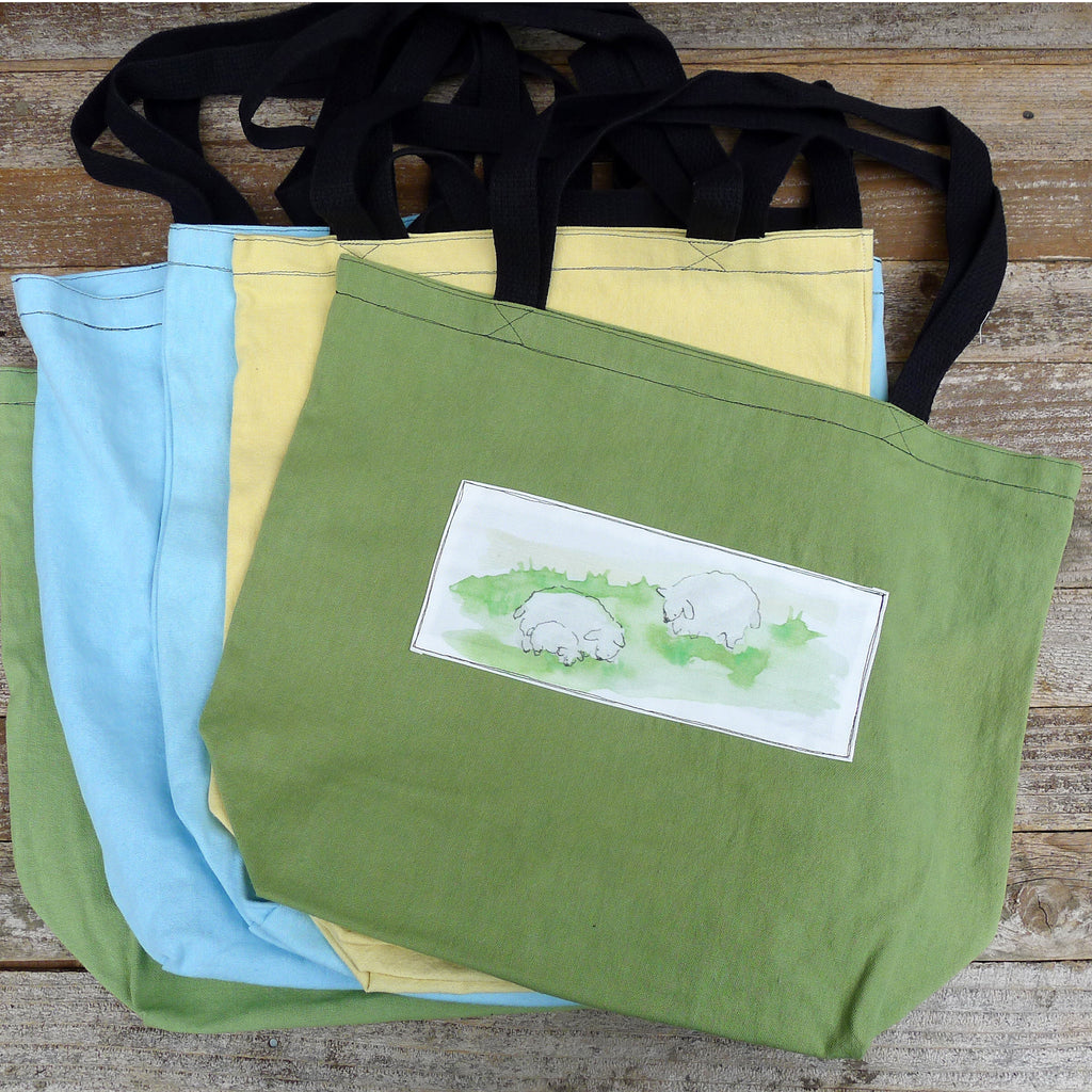 market totes with patches