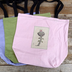 market totes with patches