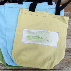 market totes with patches