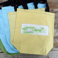 market totes with patches