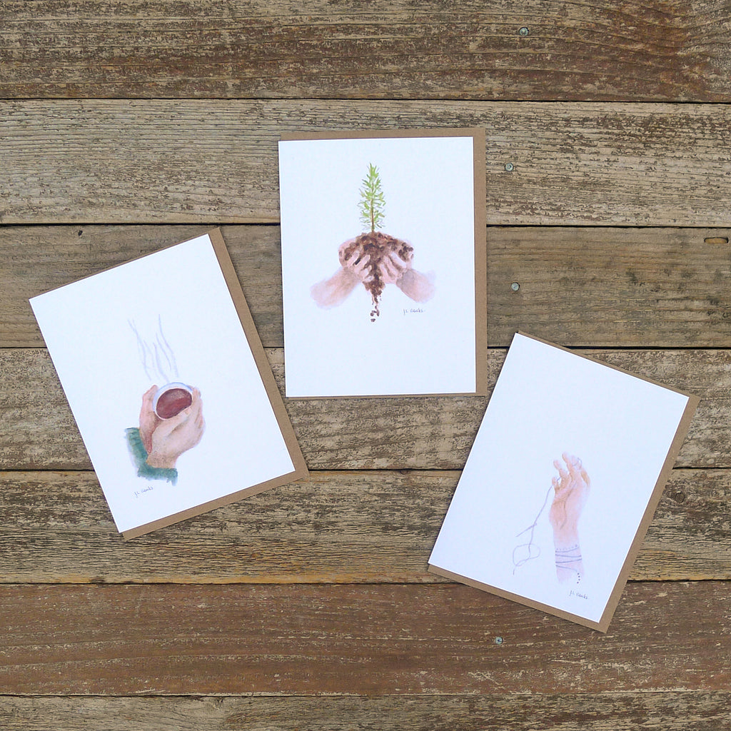 watercolor cards: hands collection