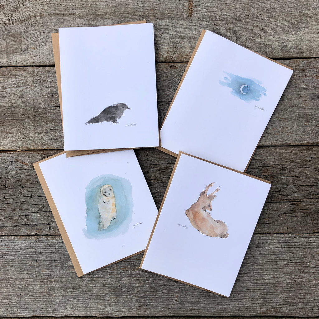 watercolor cards: night collection