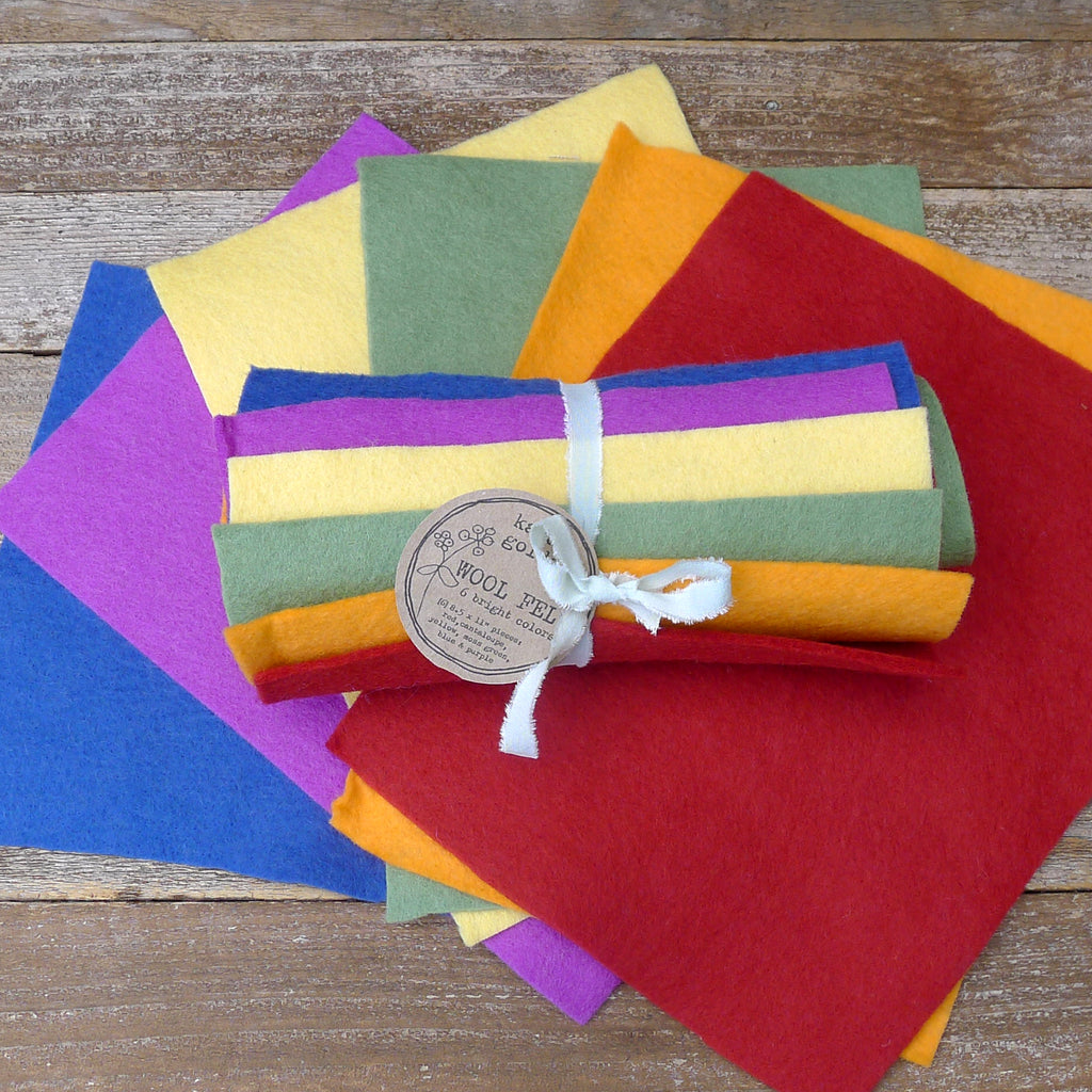 wool felt sheets: brights